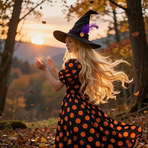 Enchanting Autumn Witch in Forest