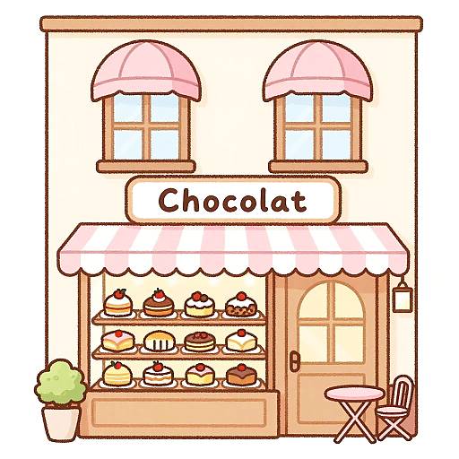 Pastel Cute Bakery Digital Drawing