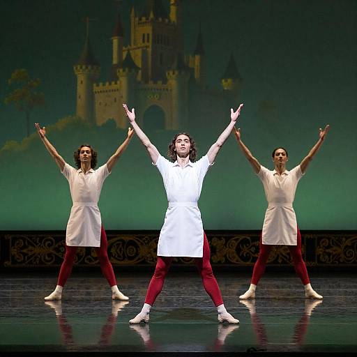 Dynamic Ballet Performance with Elegant Backdrop