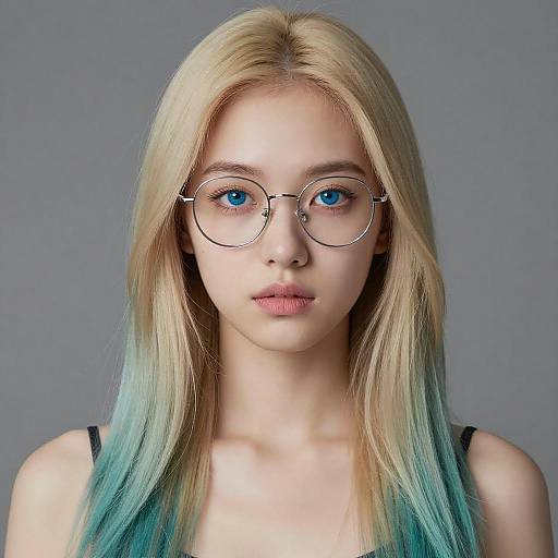 Portrait of Young Woman with Turquoise Hair