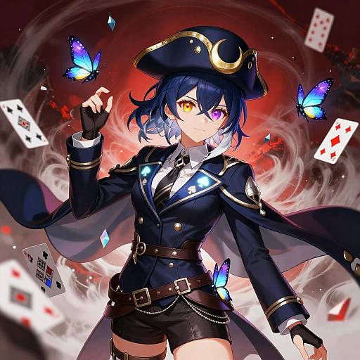 Anime Corsair with Bioluminescent Moths