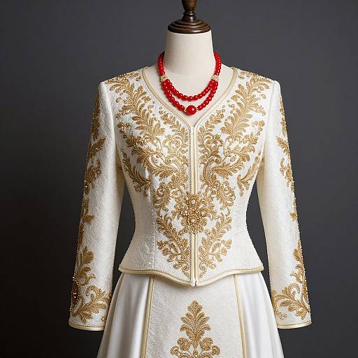 Elegant White and Gold Bridal Suit