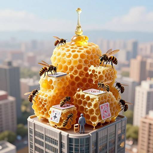 Honeycomb Skyscraper with Wasps