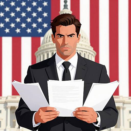 Serious Man with Papers at Capitol