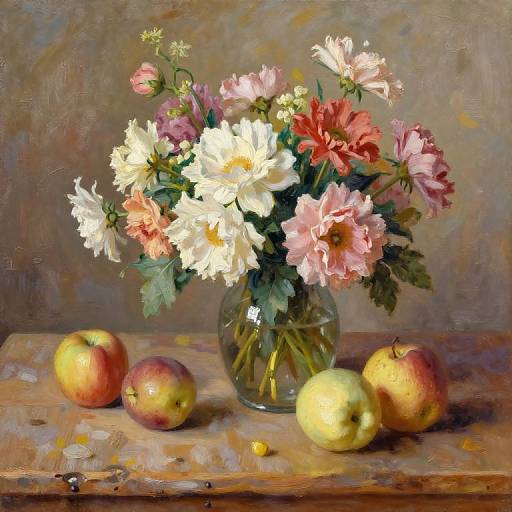 Impressionist Floral and Fruit Still Life