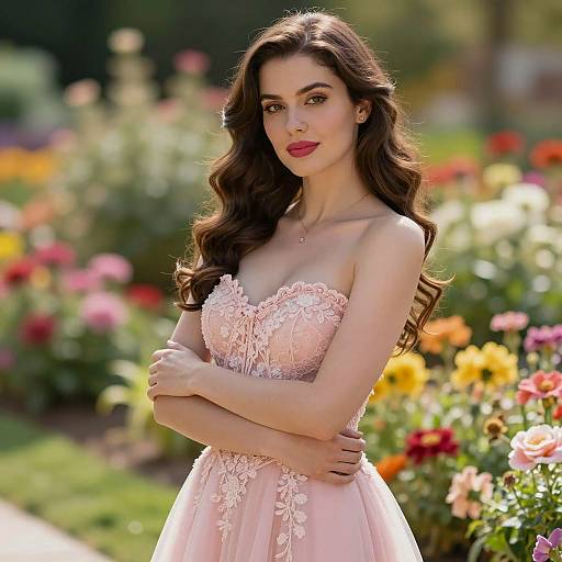 Elegant Woman in Vibrant Garden Setting