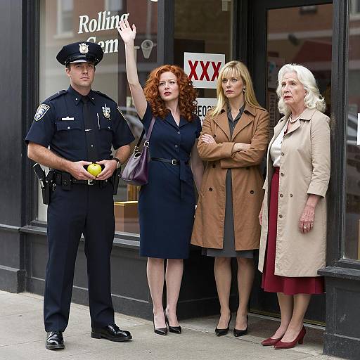 Urban Scene with Stylish Police Officer