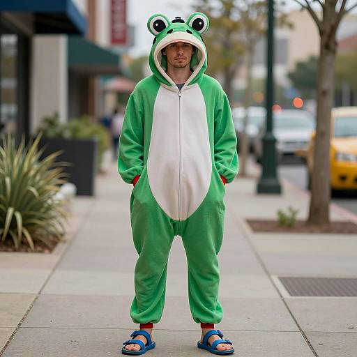 Realistic Urban Frog Onesie Costume Photo