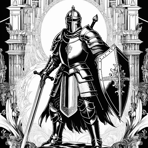 Heroic Knight in Classic Fantasy Illustration Heroic Knight in Classic Fantasy Illustration