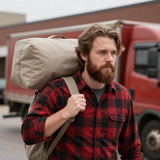 Urban Scene with Bearded Man and Truck