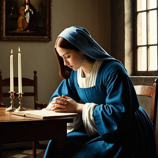 Young Woman Praying in Jan Vermeer Style