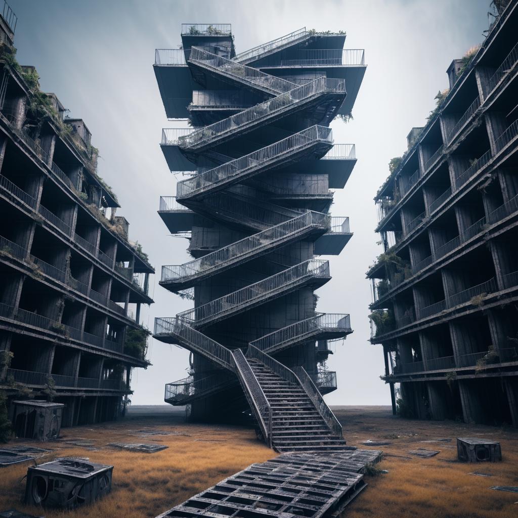 Infinite AI Staircase in a Wasteland