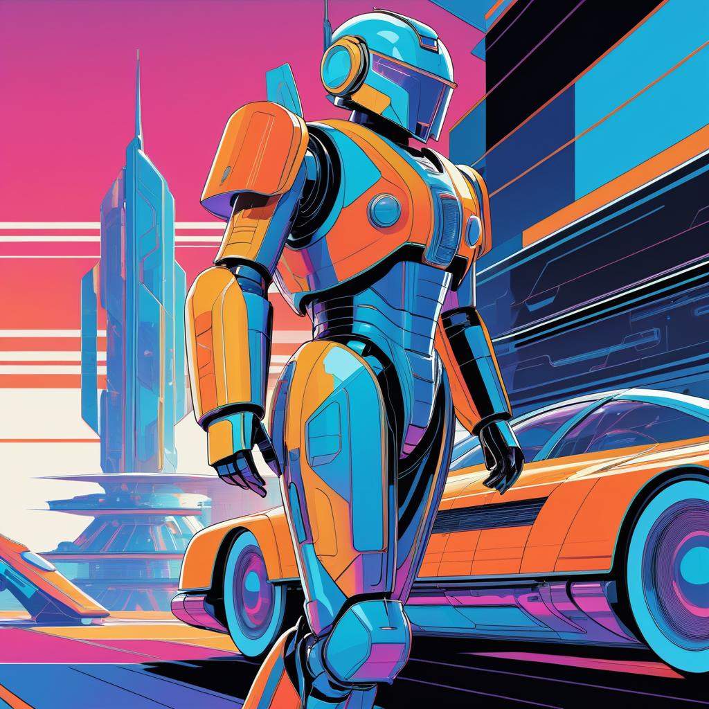 Retro-Futuristic Robot Illustration Inspired by Syd Mead