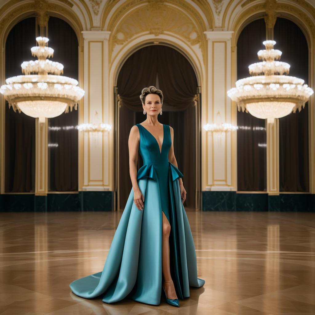 Elegant Evening Gown in Grand Ballroom