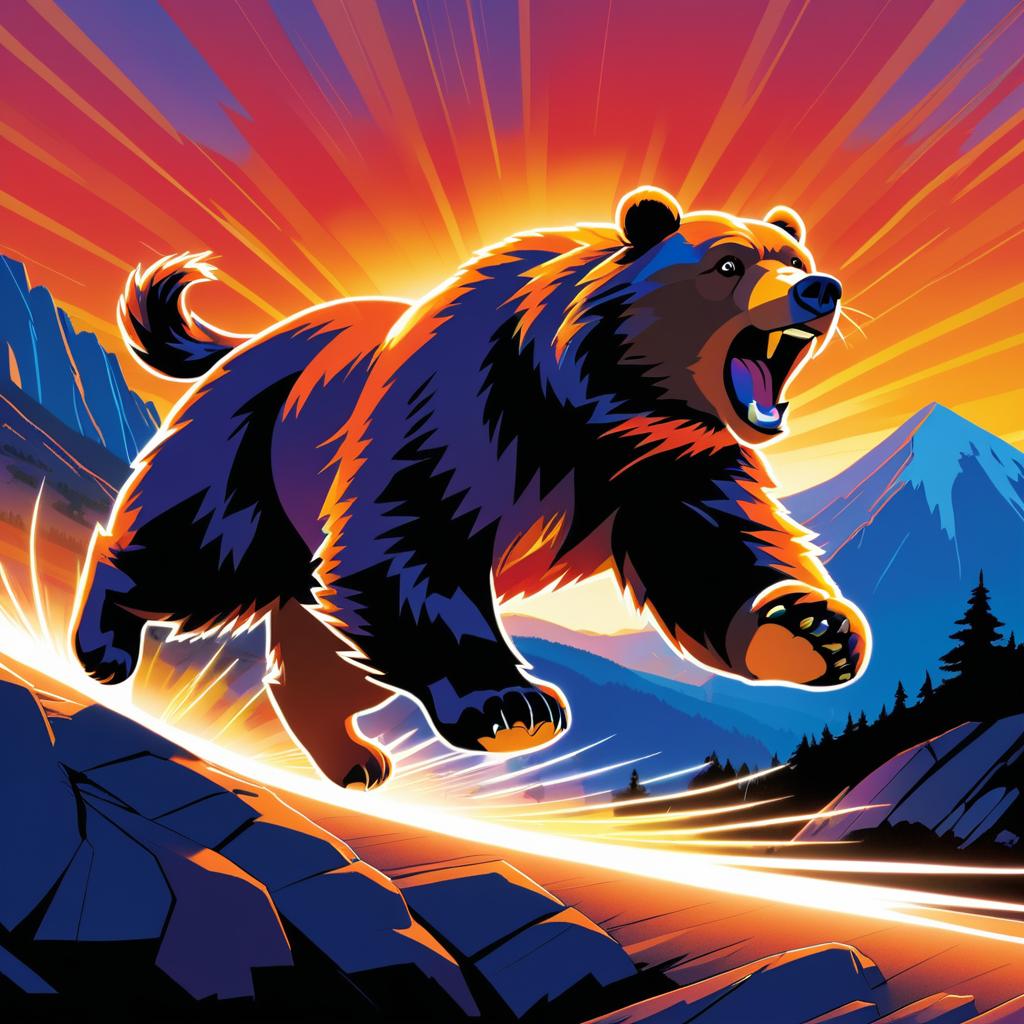 Fearless Bear Charging Down a Mountain