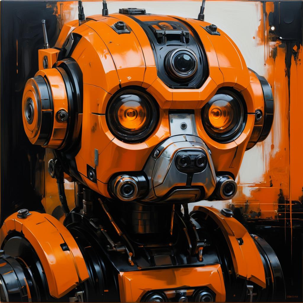 Dystopian Robot Dog Oil Painting