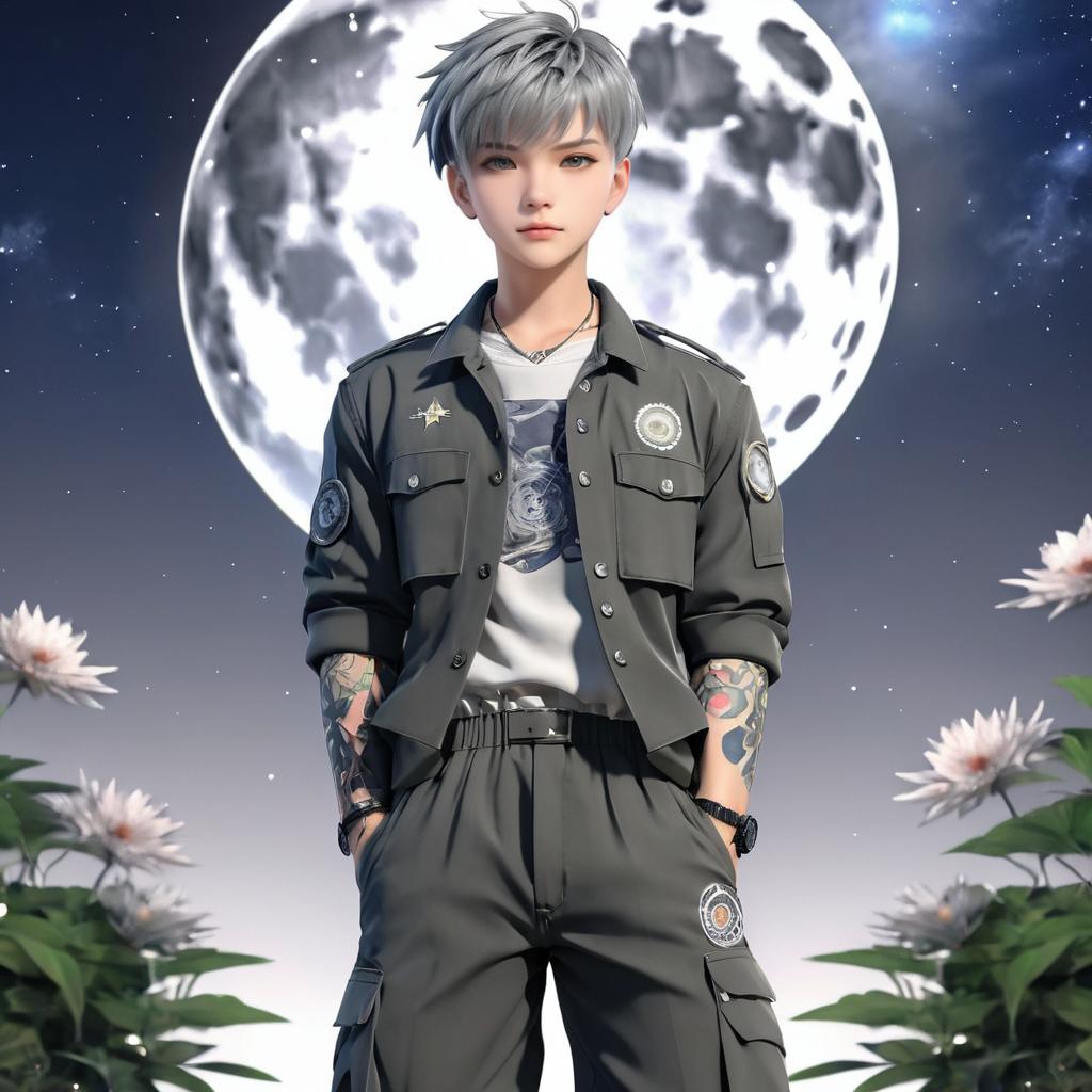 Anime Boy Tattoo Art with Military Outfit