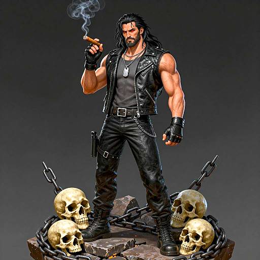 Muscular Male Figure with Dark Elements