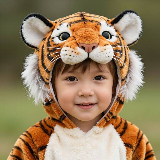 Close-Up of Child in Tiger Costume