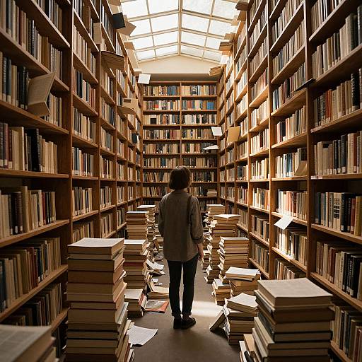 Labyrinthine Library in Golden Light