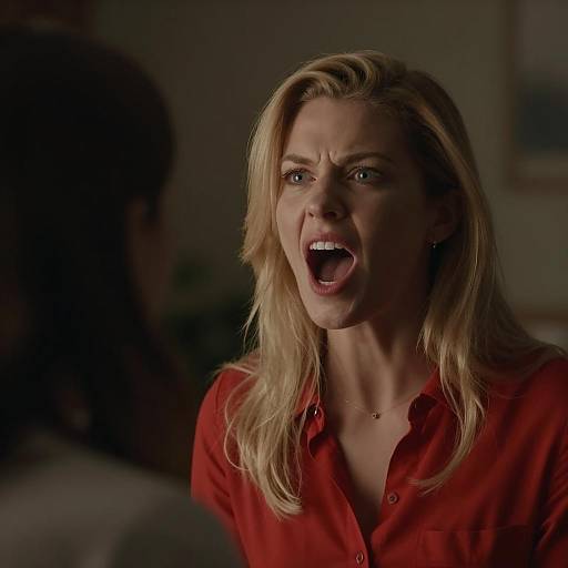 Intense Expression in Dimly Lit Scene