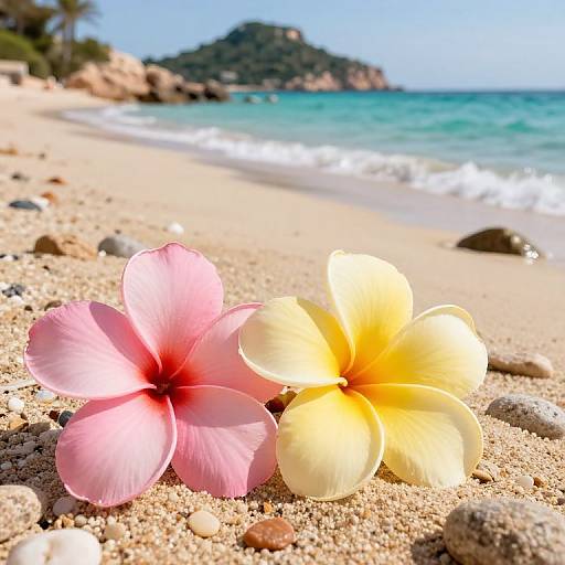 Vibrant Tropical Beach with Flowers