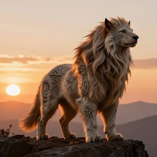 Furriest Fantasy Beast on Cliff at Sunset