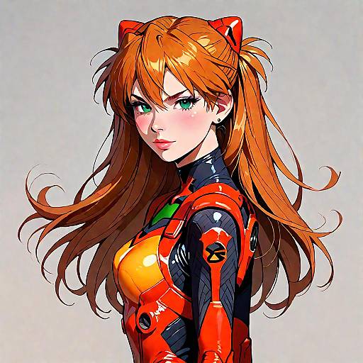 Asuka in Orange EVA Bodysuit Side View