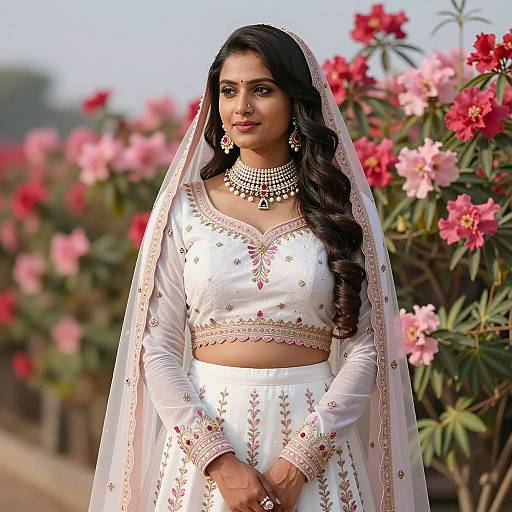 Elegant Indian Bride in Floral Setting