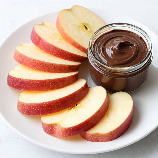 Sliced Red Apples with Chocolate Dip
