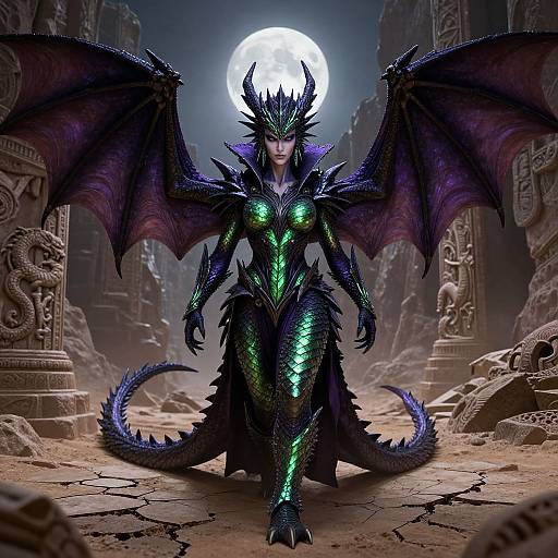 Glowing Dragon Queen in Desert Canyon