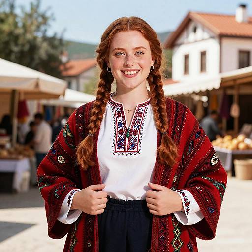 Cheerful Greek Market Girl Portrait