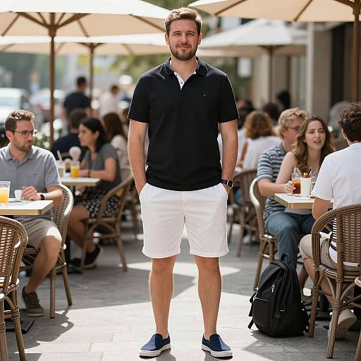 Man Standing at Outdoor Café