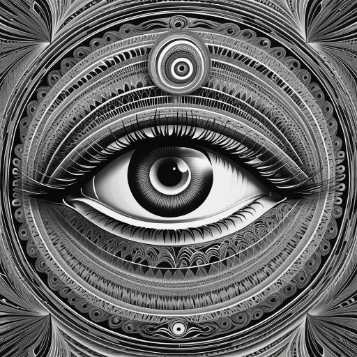 Intricate Black and White Eye Illustration
