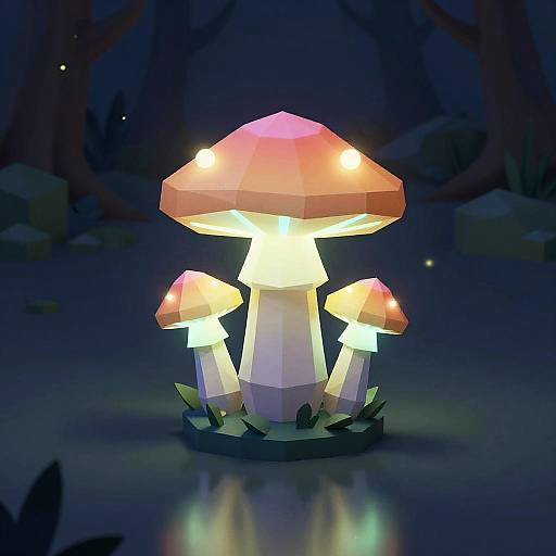 Low-Poly Isometric Bioluminescent Mushroom