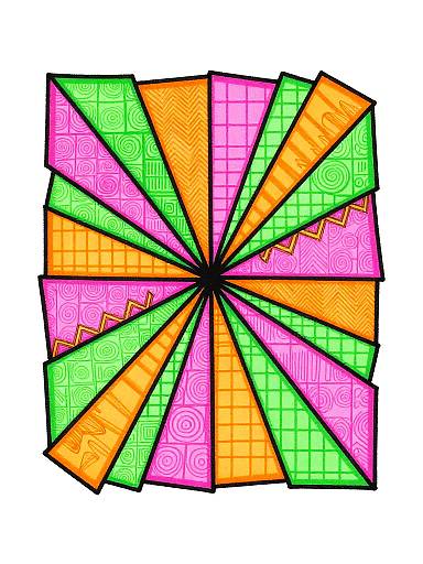 Neon Zigzag Abstract Geometric Art