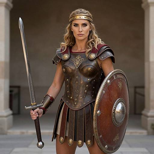Woman in Roman Gladiator Costume