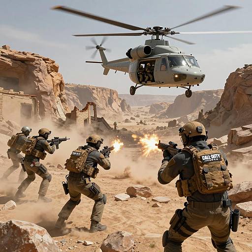 Cinematic Helicopter Insertion in Combat Zone