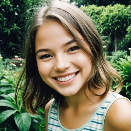 Smiling Girl in Garden