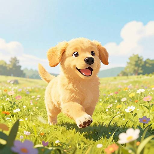 Cheerful Golden Retriever Puppy Poster