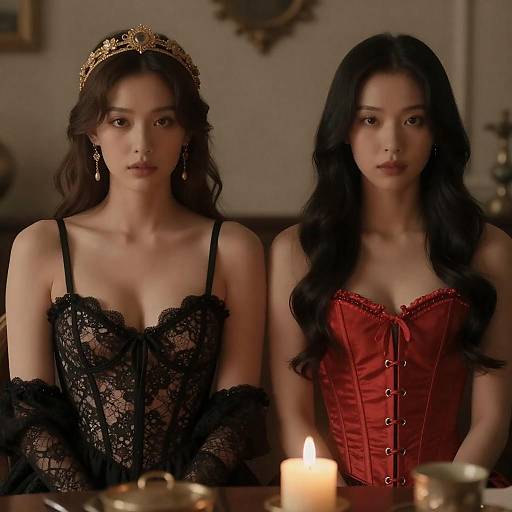 Candlelit Portrait: Lace and Red Corset