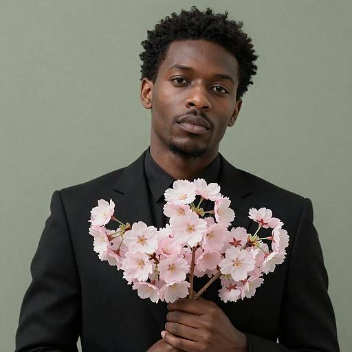 Elegant Portrait of a Man with Blossoms