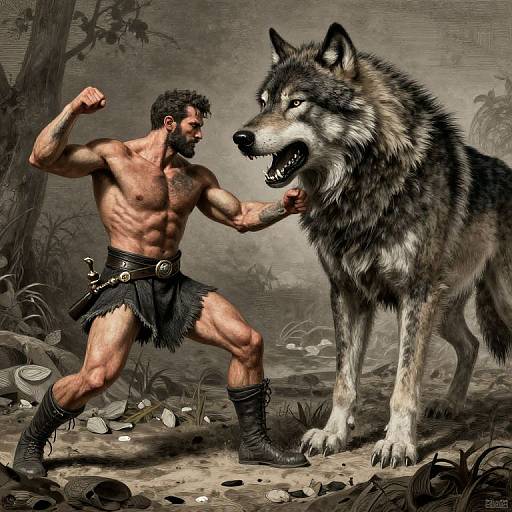 Epic 3D Render of Tyr vs Wolf