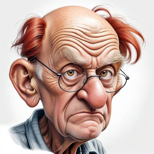 Humorous Caricature of Grumpy Old Man