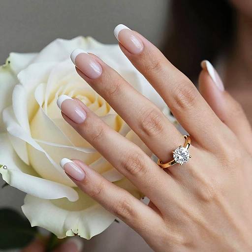 Elegant Hand with Diamond Ring and Rose