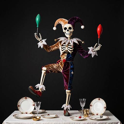 Whimsical Skeletal Jester Performance