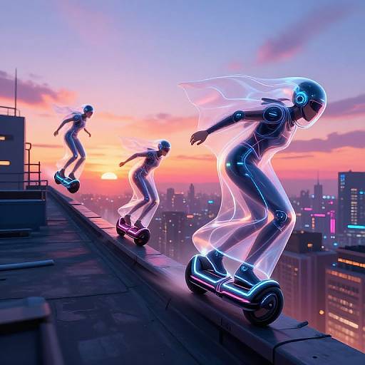Futuristic Veilslide Hoverboard Race