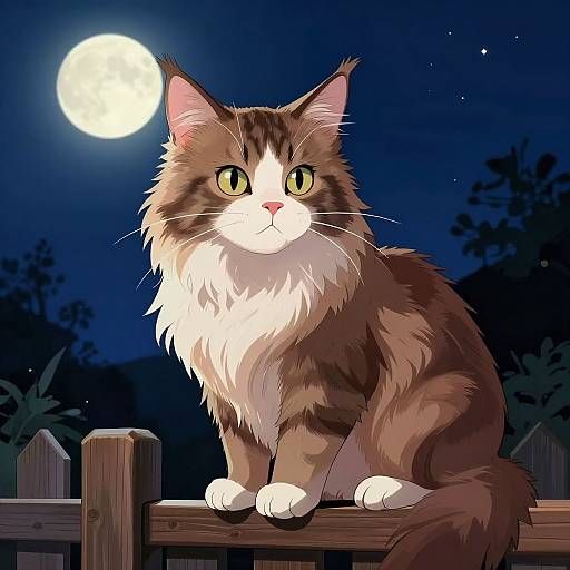 Anime Maine Coon Cat on Fence