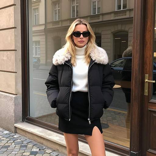 Chic Urban Style: Blonde Woman Fashion