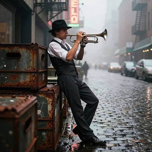 Noir Lynx Trumpeter at Foggy Pier